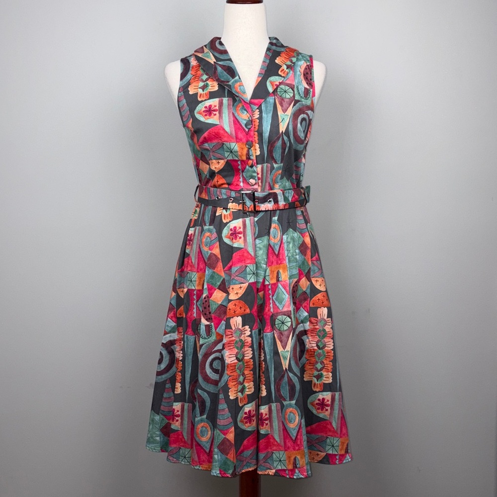 Miss‎ Lulo Jani Modernist Art Vintage/Retro Inspired Dress SZ S